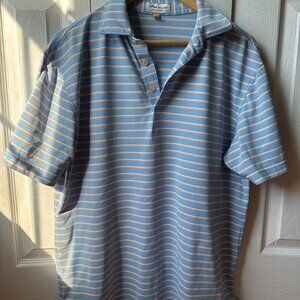 Peter Millar Summer Comfort Golf Polo Shirt Mens M Blue white orange stripe